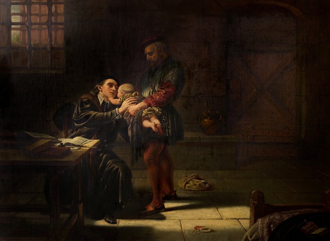 Laurence Saunders mártíromsága Coventryben, központi, kézi triptichontábla, 1851 alkotó: Charles West Cope