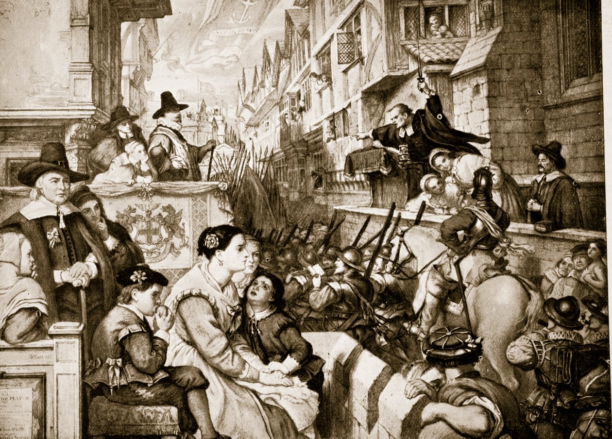 A vonatok elhagyják Londont, illusztráció a „Hutchinson története a brit nemzetről”, 1923 körül alkotó: Charles West Cope