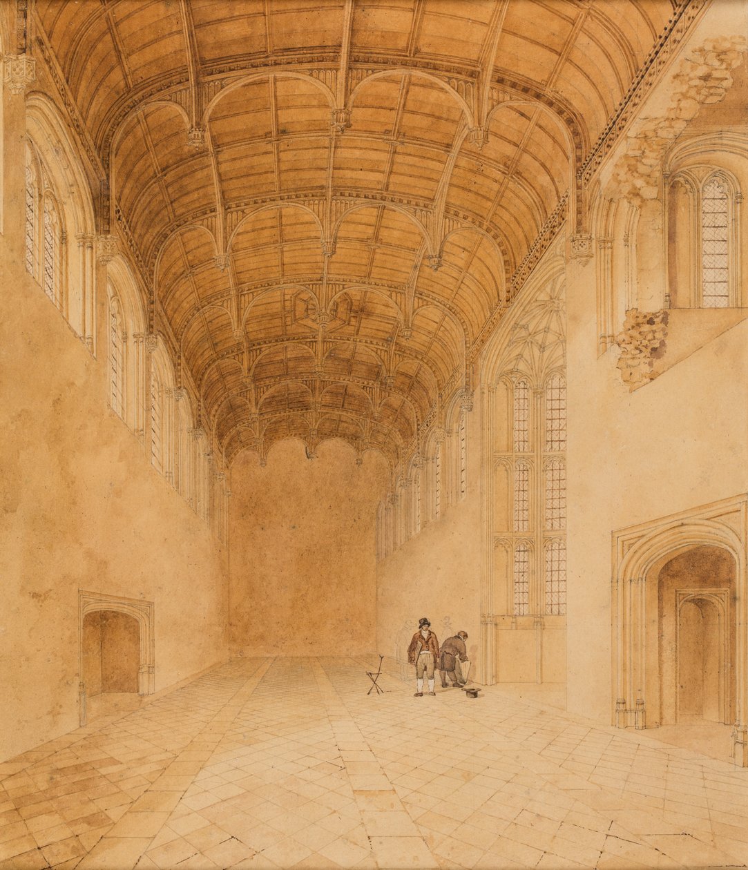 Crosby Hall (No.2), 1818 körül (akvarell, papír) alkotó: Charles Wild