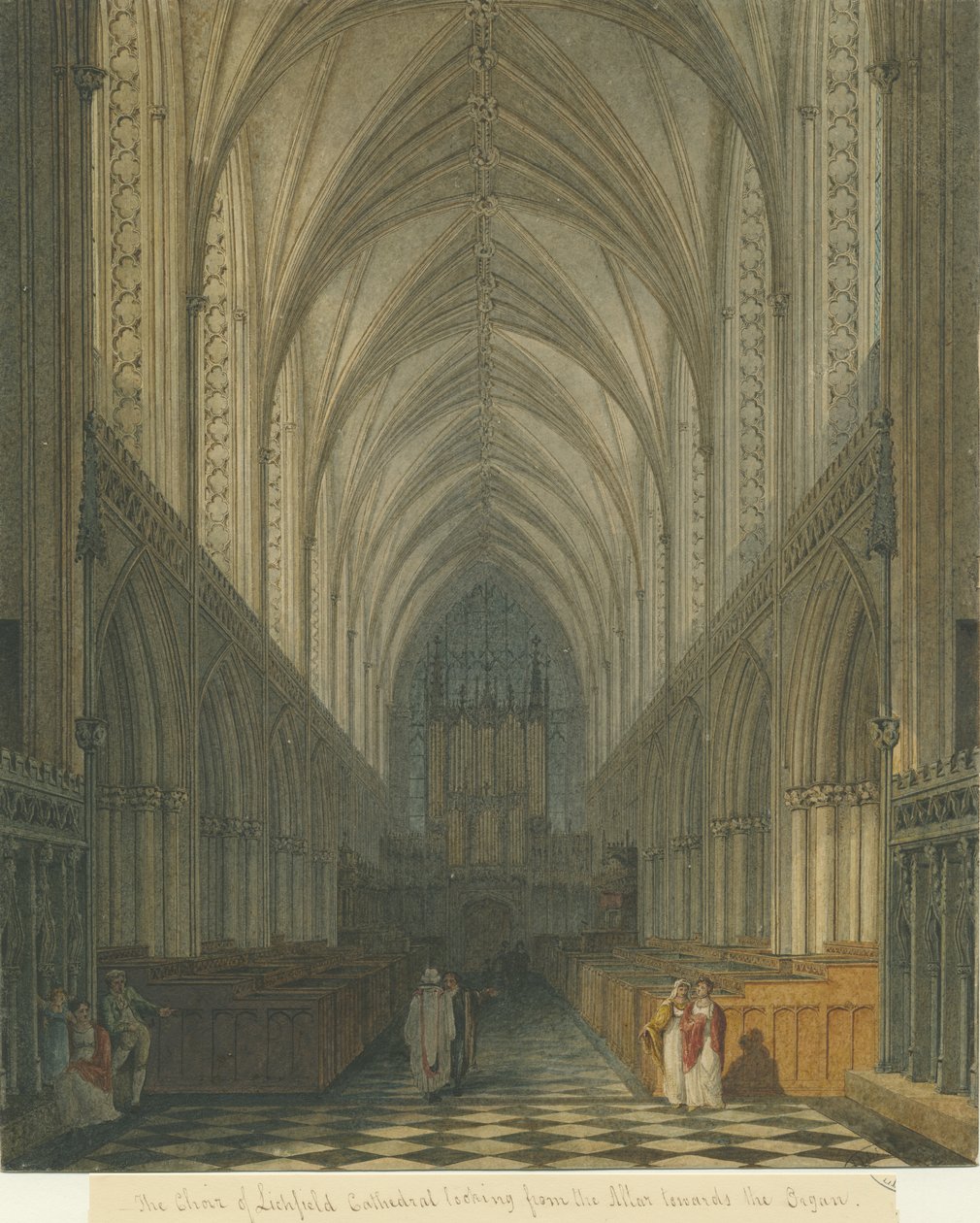 Lichfield katedrális belseje - Kórus: akvarell festmény, ndc 1813] (festmény) alkotó: Charles Wild