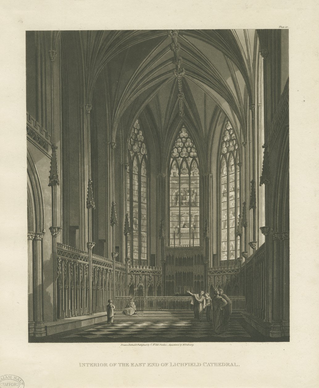 Lichfield katedrális belseje – Lady Chapel: akvatinta metszet, nd [c 1813] (nyomtatás) alkotó: Charles Wild
