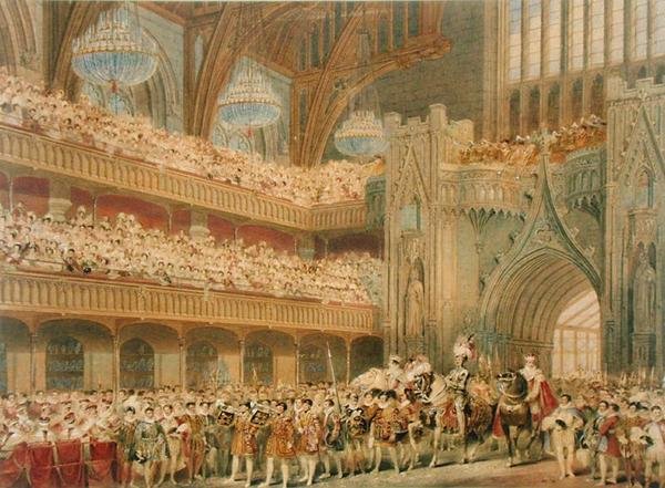 Anglia bajnoka belép a Westminster Hallba (akvarell papíron) alkotó: Charles Wild