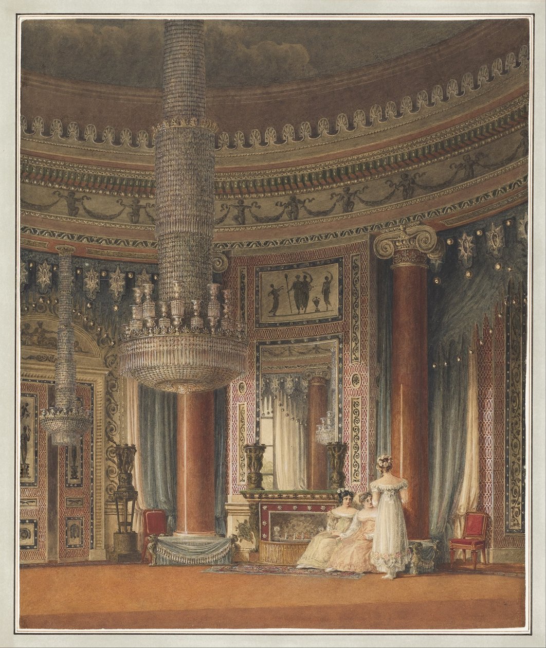 A kör alakú ebédlő a Carlton House-ban, Londonban alkotó: Charles Wild