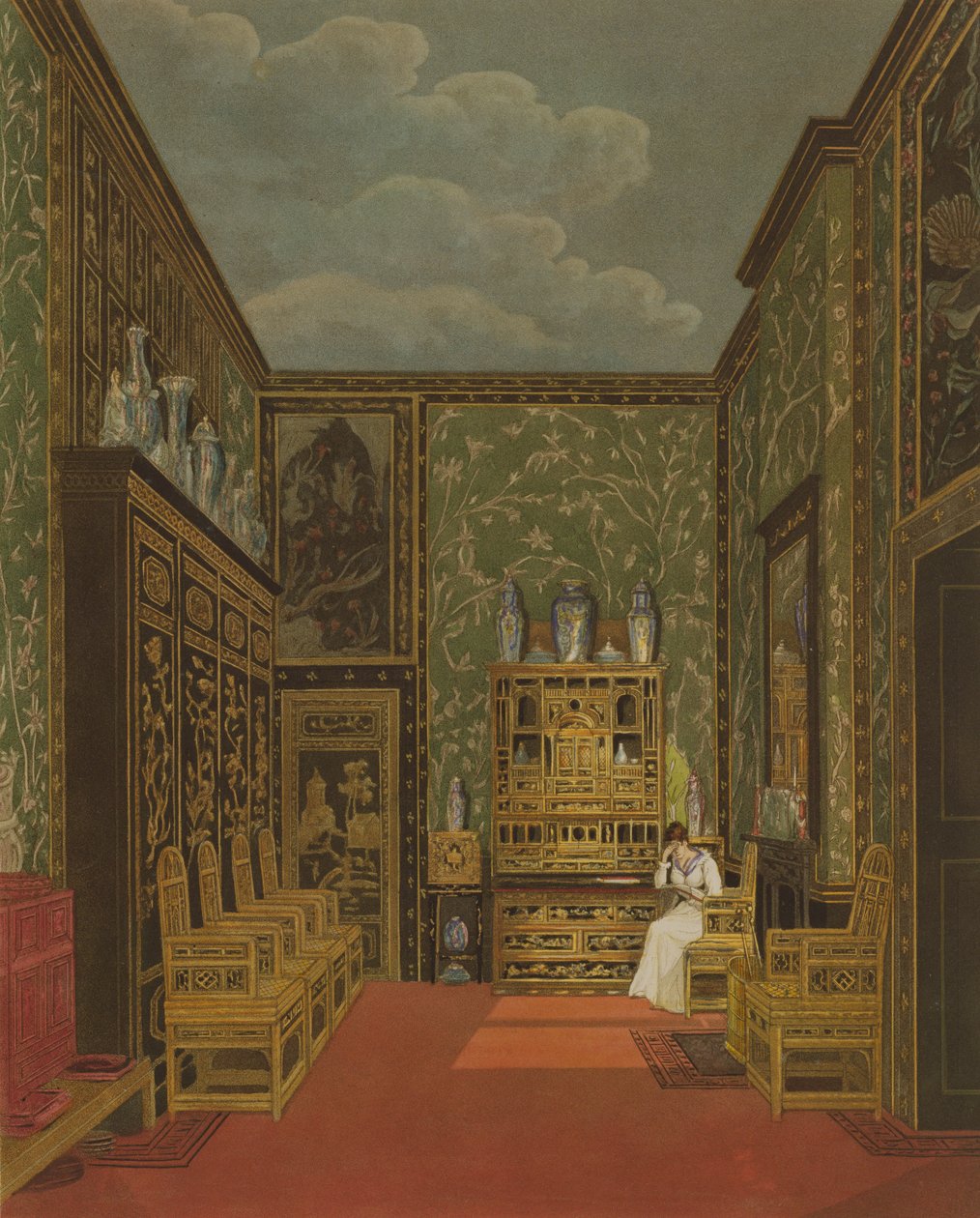 The Green Closet at Frogmore Pyne "A királyi rezidenciák története" című művéből, amelyet William James Bennett (1787-1844) vésett, 1819-ben. alkotó: Charles Wild