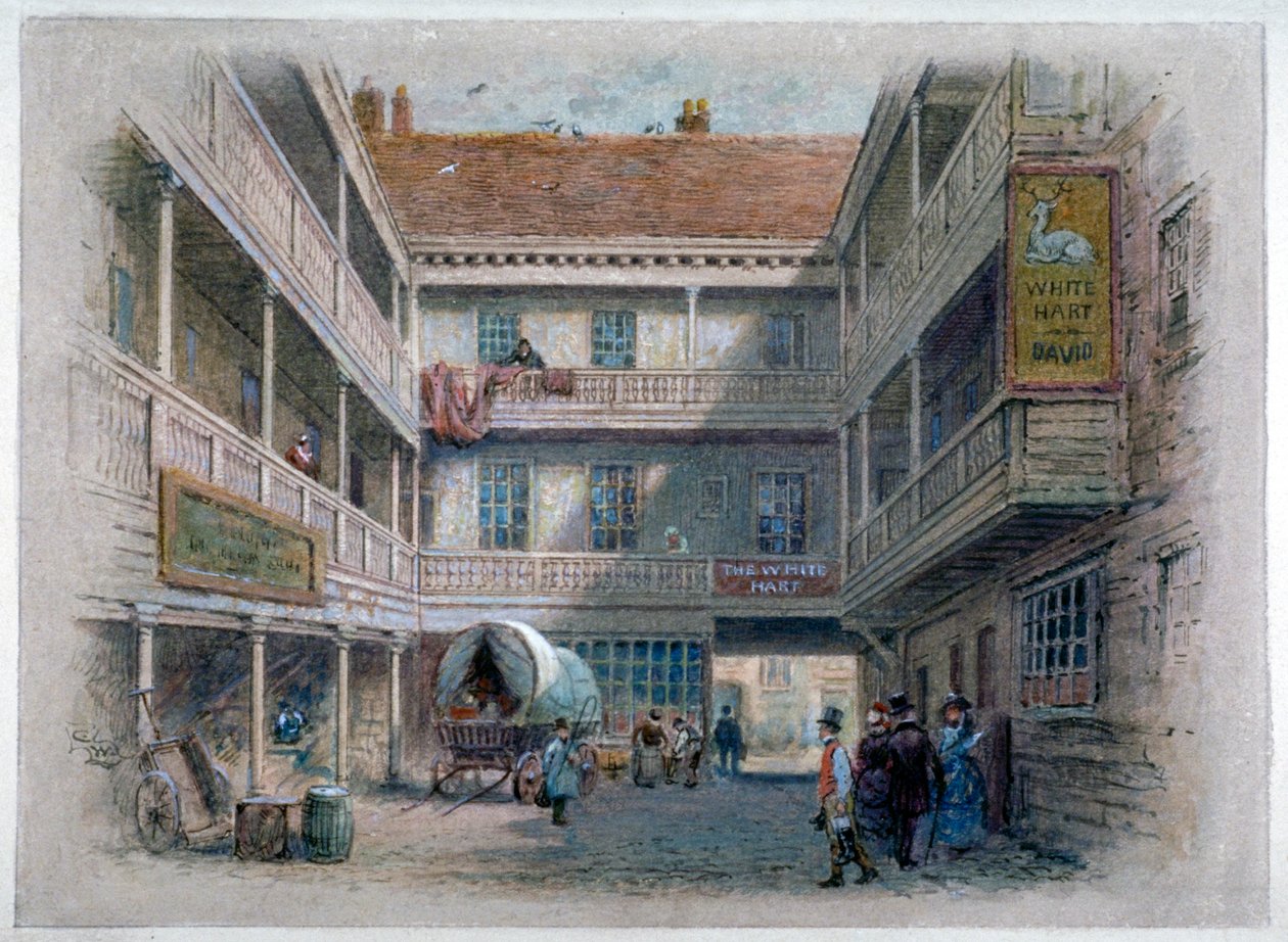 A White Hart Inn udvara, Borough High Street, Southwark, London, 1860 alkotó: Charles Wilkinson