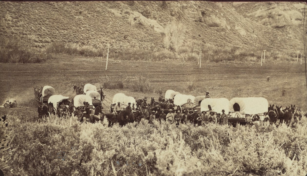 Mormon Emigrant Train, Echo Canyon, kb. 1870. alkotó: Charles William Carter