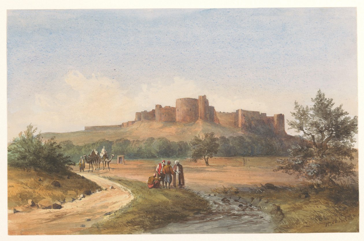 Kilátás a kastélyra St. Louis Sidonban, Libanonban alkotó: Charles William Meredith van de Velde