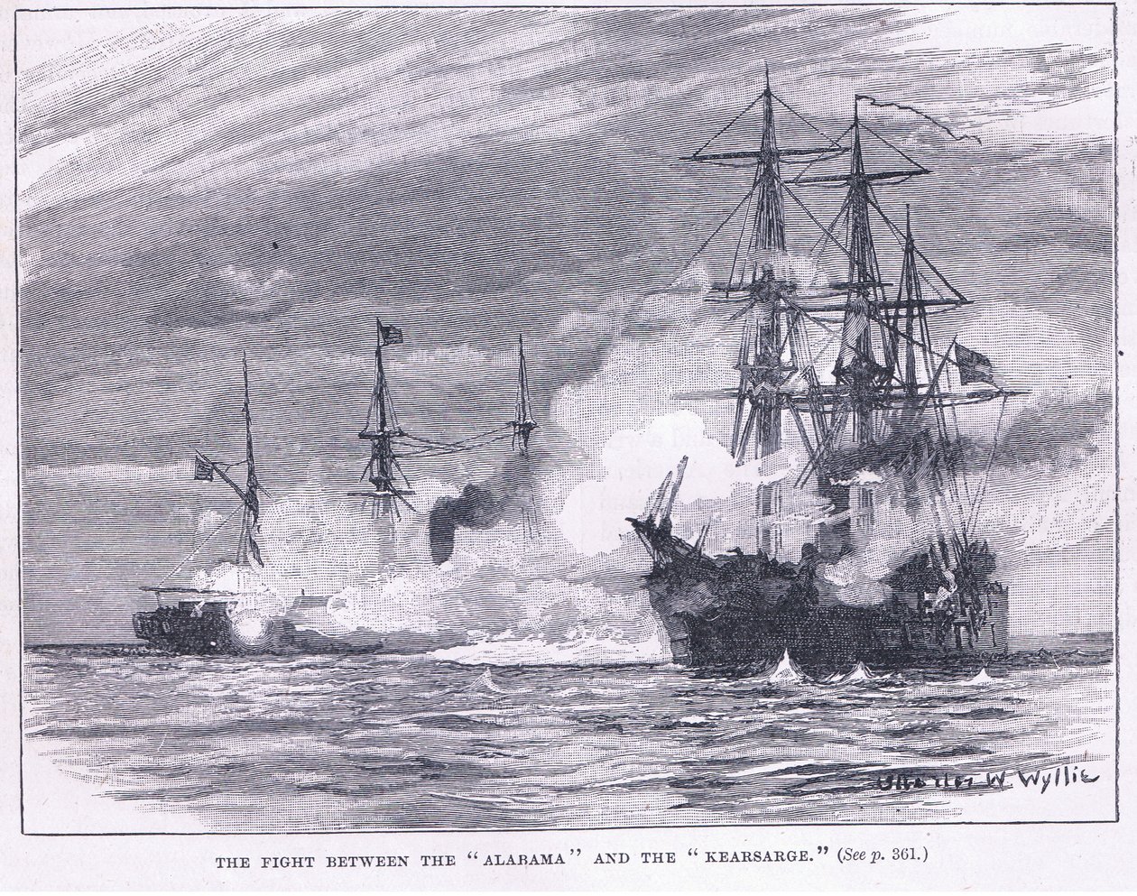 Az "Alarama" és a "Kearsarge" harca alkotó: Charles William Wyllie