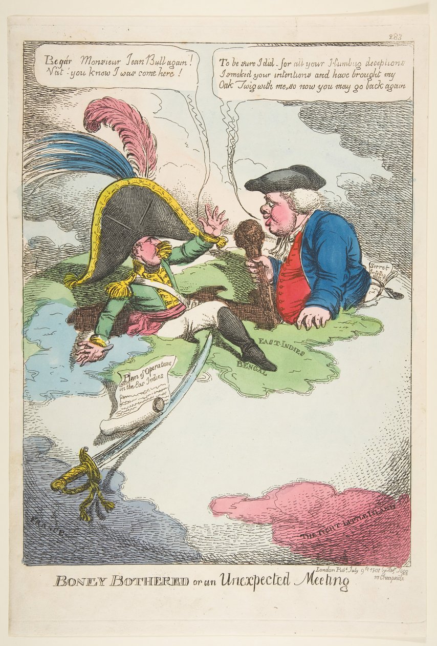 Boney Bothered vagy egy váratlan találkozás, 1808. július 9. alkotó: Charles Williams