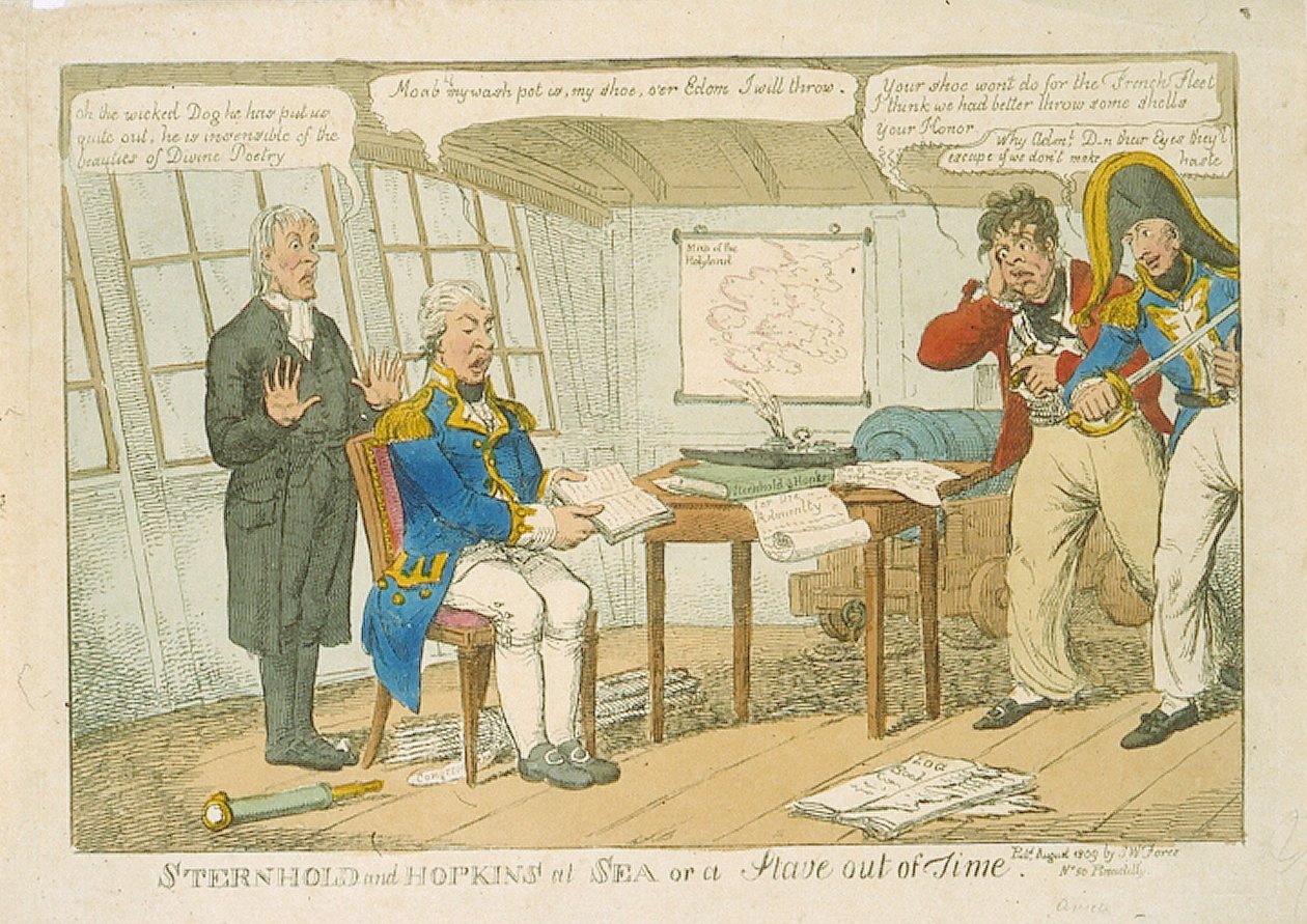 Sternhold és Hopkins a tengeren, vagy egy bot az időn kívül, 1809 (színes rézkarc) alkotó: Charles Williams