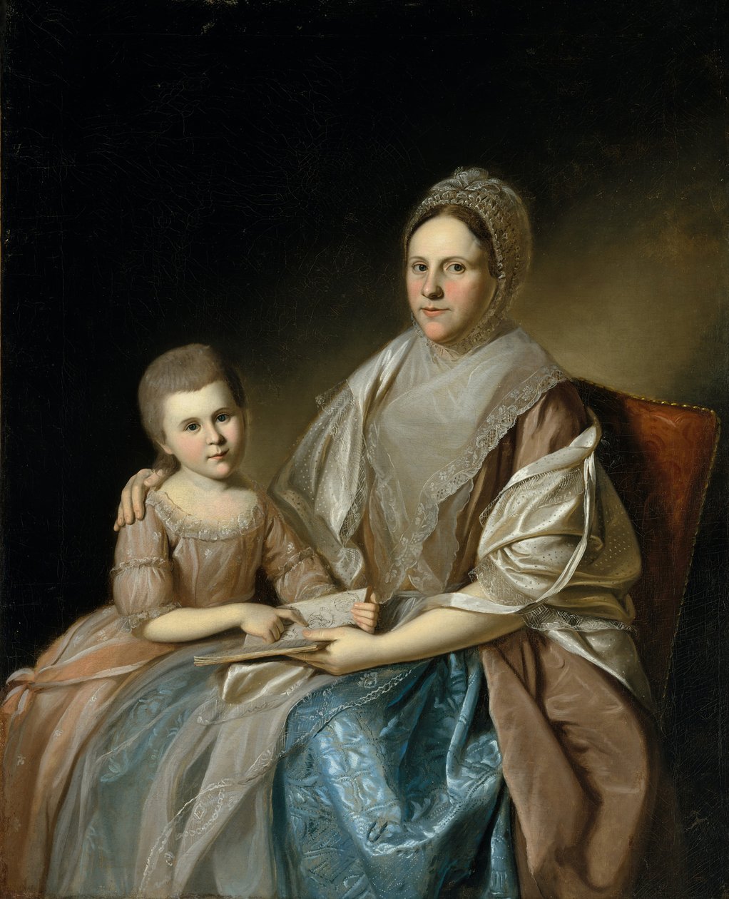 Mrs. Samuel Mifflin és unokája, Rebecca Mifflin Francis, 1777-80. alkotó: Charles Willson Peale