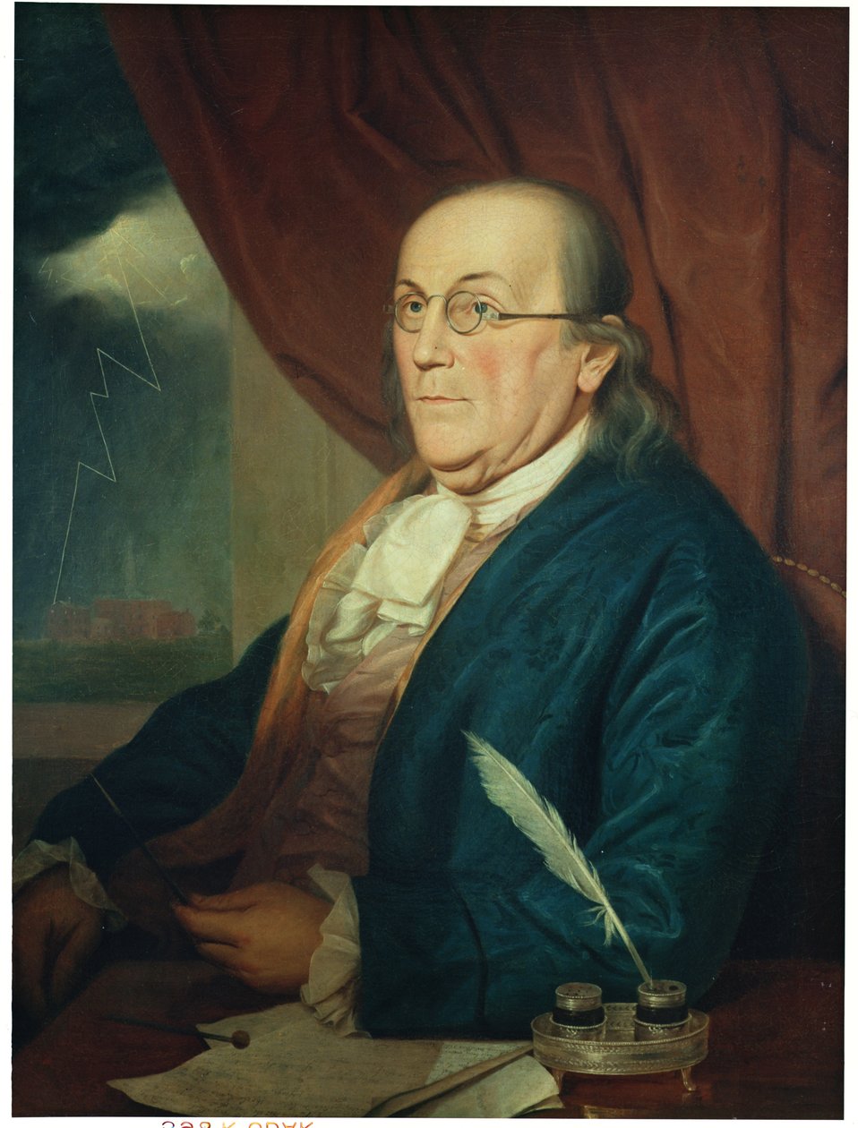 Benjamin Franklin (1706-90) portréja, 1789 alkotó: Charles Willson Peale