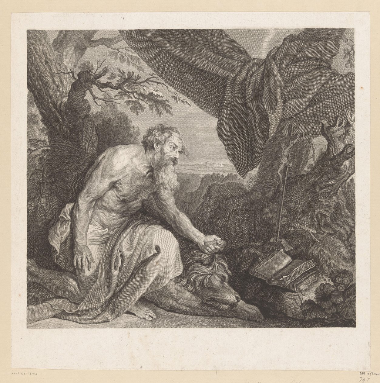 Jeromos alvó oroszlánnal és feszülettel alkotó: Charles de Beauvais (rejected attribution)