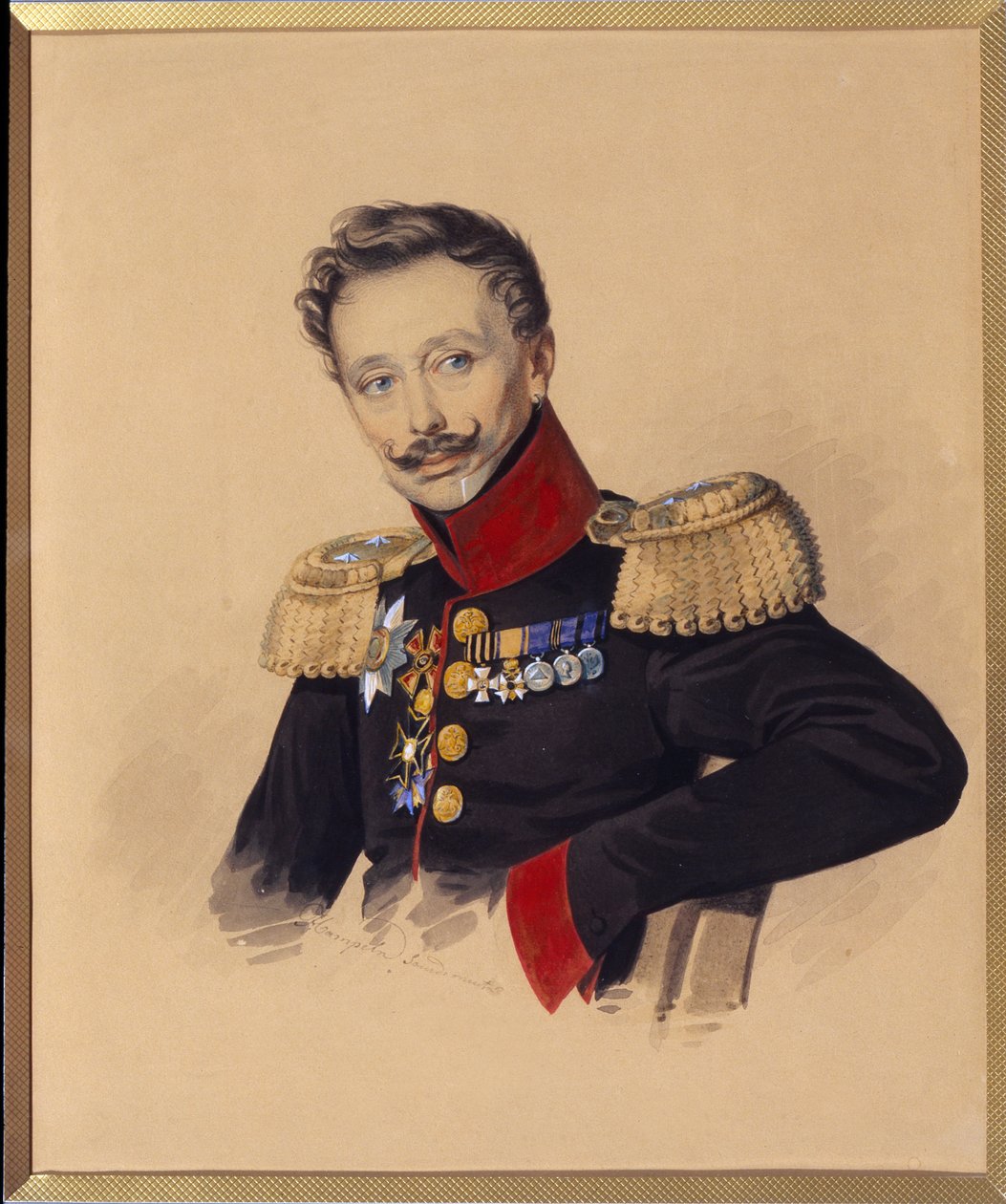 Fjodor Fjodorovics Gagarin herceg (1746-1863) portréja (F.F. Gagarin portréja). Carl Von Hampein (1794-1880 után) alkotása, ceruza és akvarell papíron, 1830 körül. Orosz művészet alkotó: Charles de Hampeln