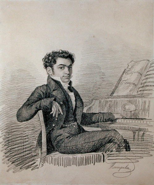 Alekszej N. Versztovszkij (1799-1862) zeneszerző portréja (szén papíron) alkotó: Charles de Hampeln