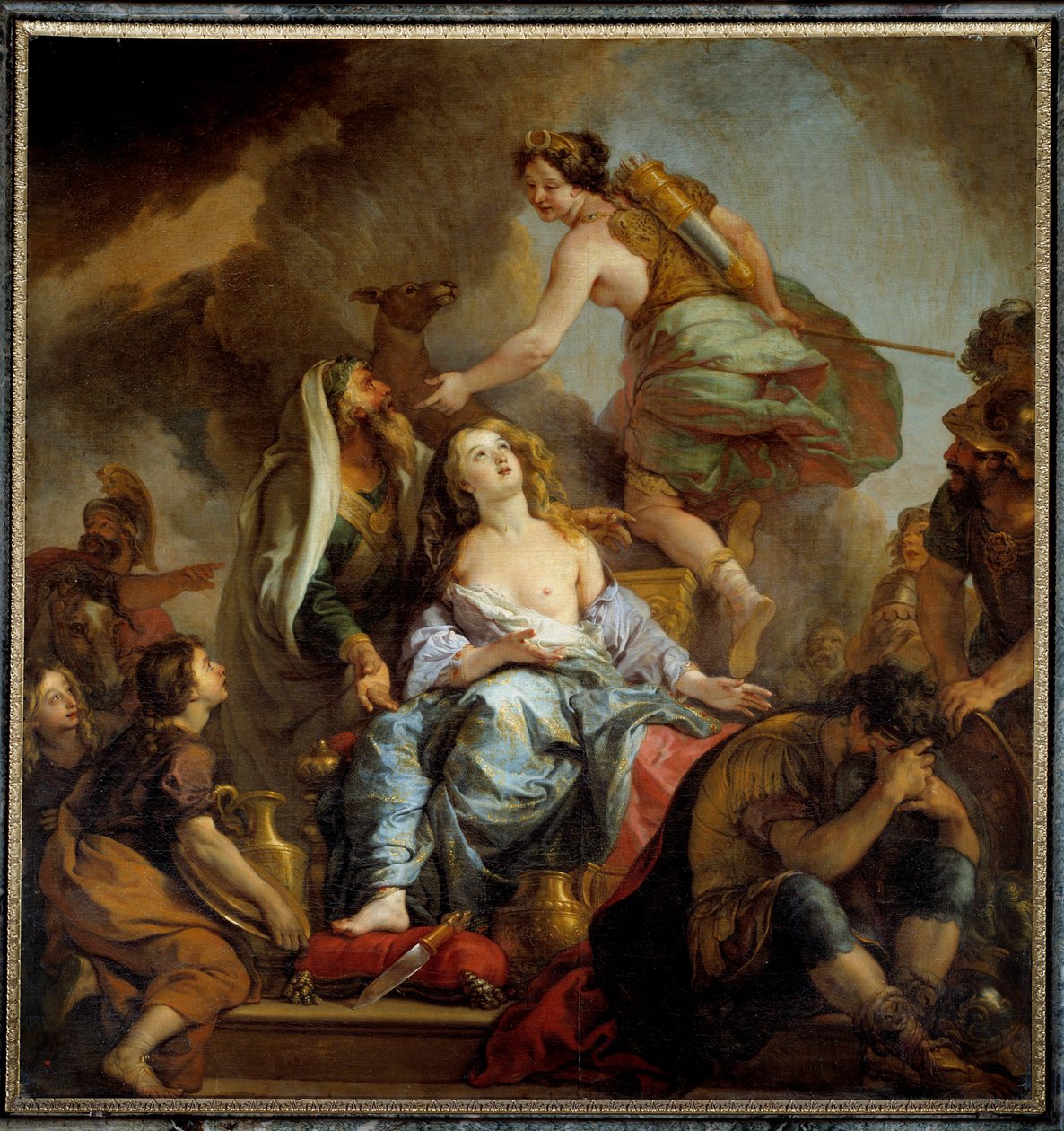 Iphigenie Agamemnon király feláldozása a lányát áldozza fel, hogy lecsillapítsa Artemisz haragját. Charles de Lafosse (1636-1716) festménye 17. század V. 2,24x2,12 m alkotó: Charles de Lafosse