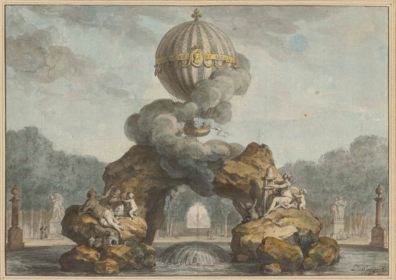 A szökőkútdíszítés terve Charlière-rel, 1783. alkotó: Charles de Wailly