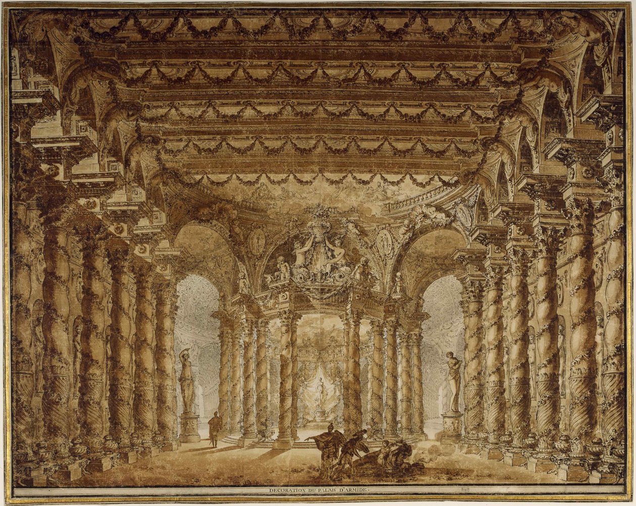 Színpadterv Jean-Baptiste Lully Armide című operájához, 1760. alkotó: Charles de Wailly