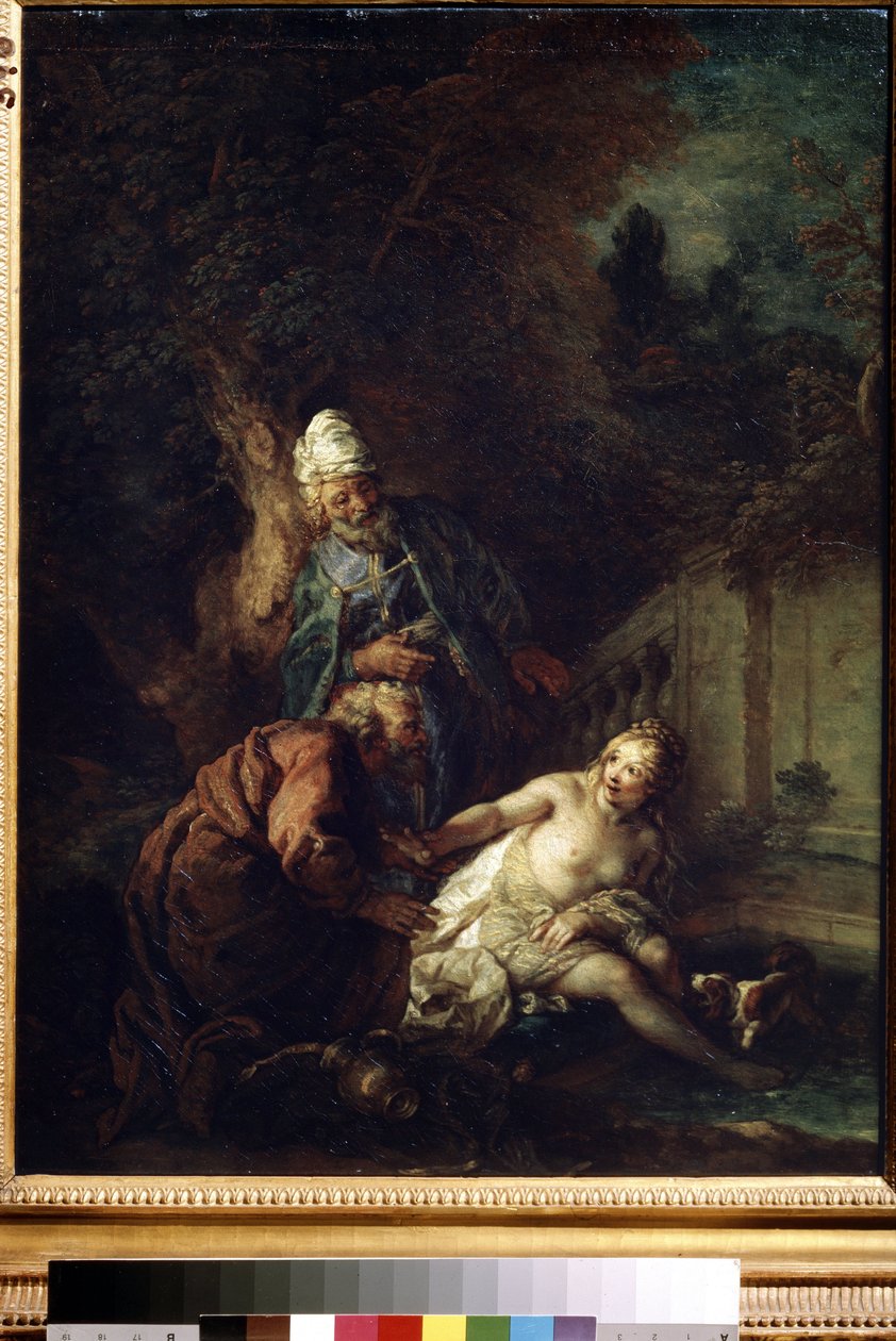 Susanna és a vének. Charles de La Fosse (1636-1716) festménye 1700 után. Olaj, vászon. Barokk művészet. Szépművészeti Múzeum, Puskin, Moszkva alkotó: Charles de la Fosse