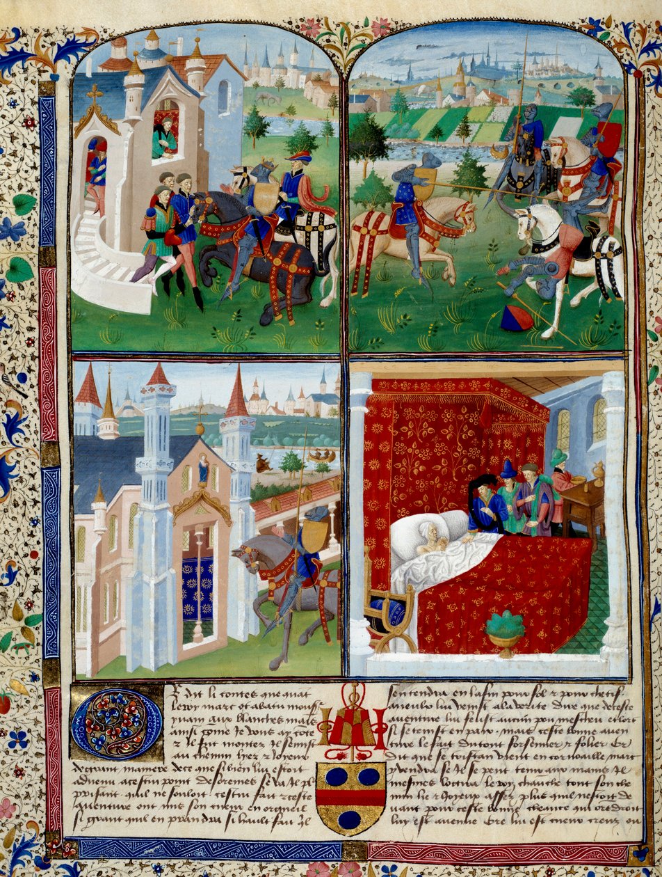 Illusztráció Tristan regényéről: kezdet, torna és halál. Dit De Charles Du Maine mester miniatúrája (kb. 1450 - 1460). Chantilly, Musee Conde alkotó: Charles du Maine Master