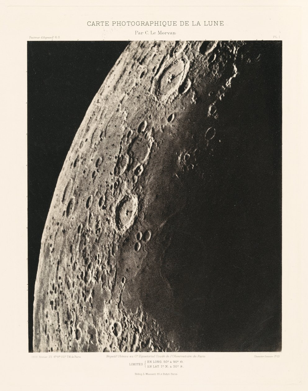Carte photographique de la lune, planche I (A Hold fényképészeti ábrája, I. lemez),február 23. alkotó: Charles le Morvan