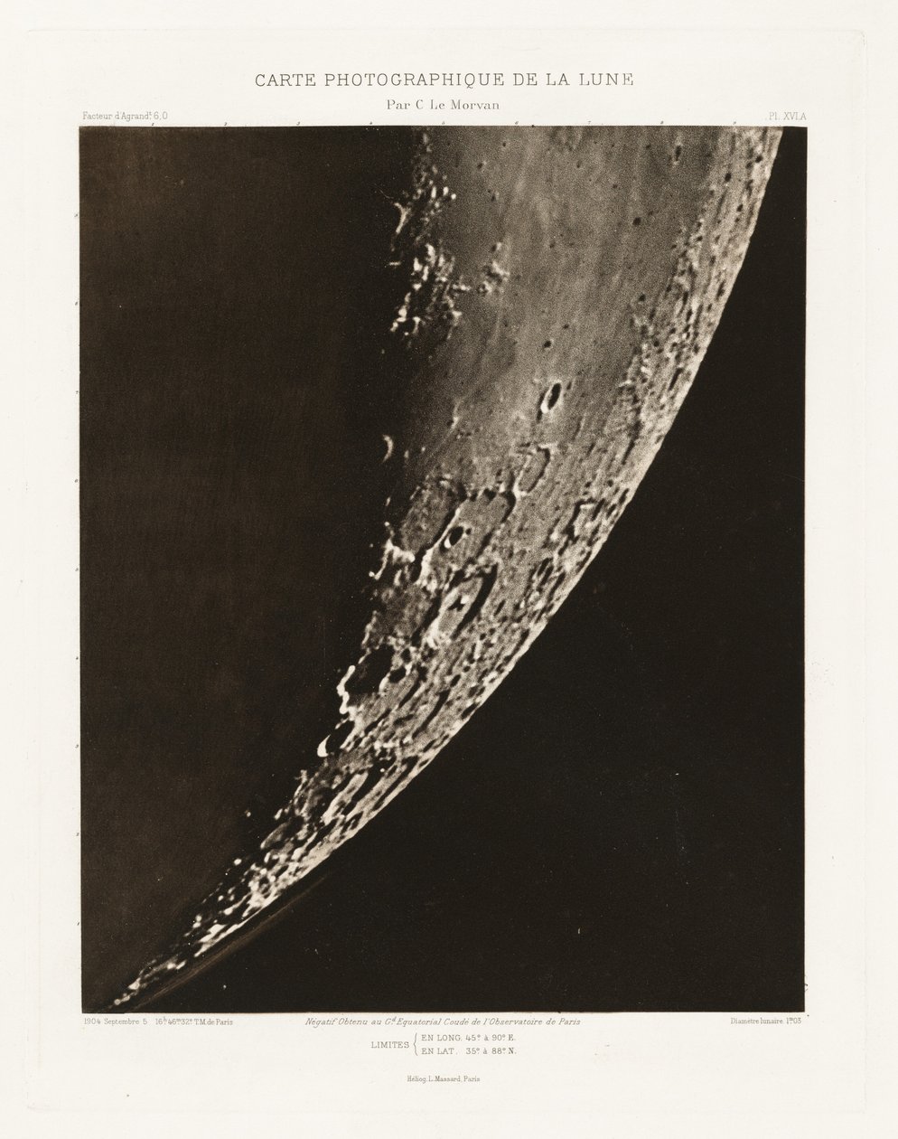 Carte photographique de la lune, planche XVI.A (A Hold fényképészeti ábrája, XVI.A lemez),szeptember 5. alkotó: Charles le Morvan