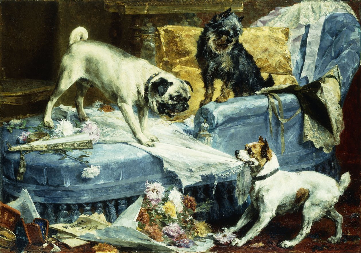 Playing Havoc, 1894 alkotó: Charles van den Eycken