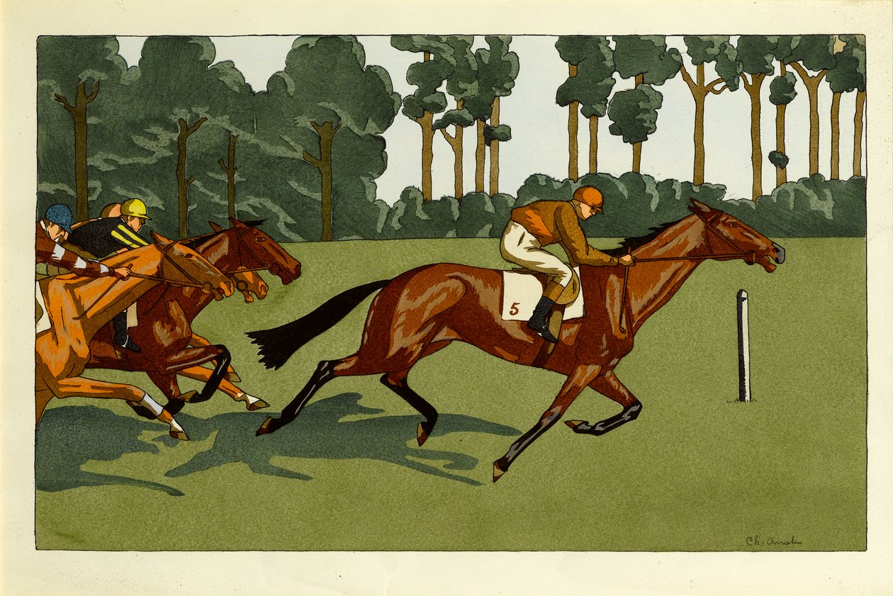 Négy lenyomatból álló készlet - Longchamps és más fajok, 1910 körül alkotó: Charlotte Ancelin