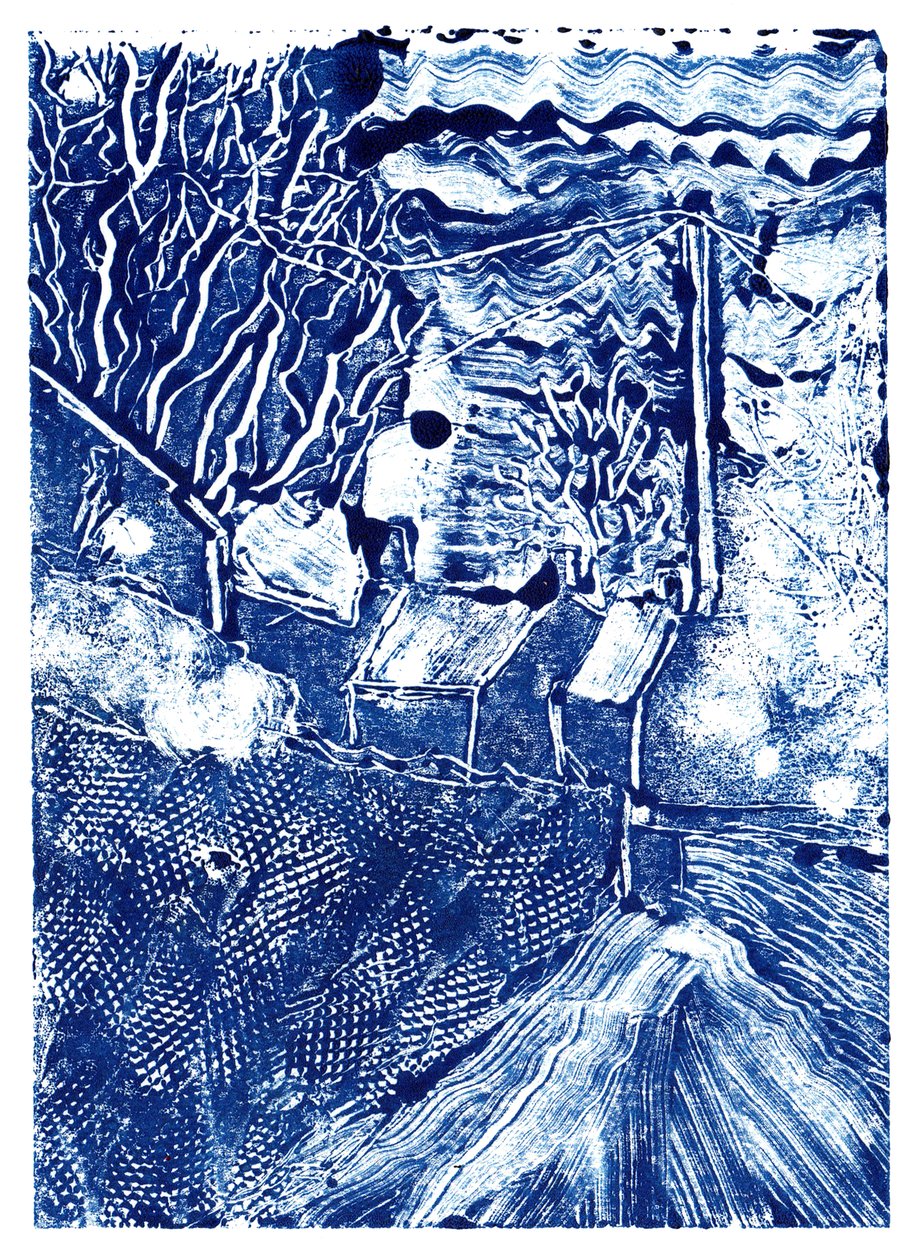 Egy kora reggeli séta, 2019 (monoprint) alkotó: Charlotte Orr