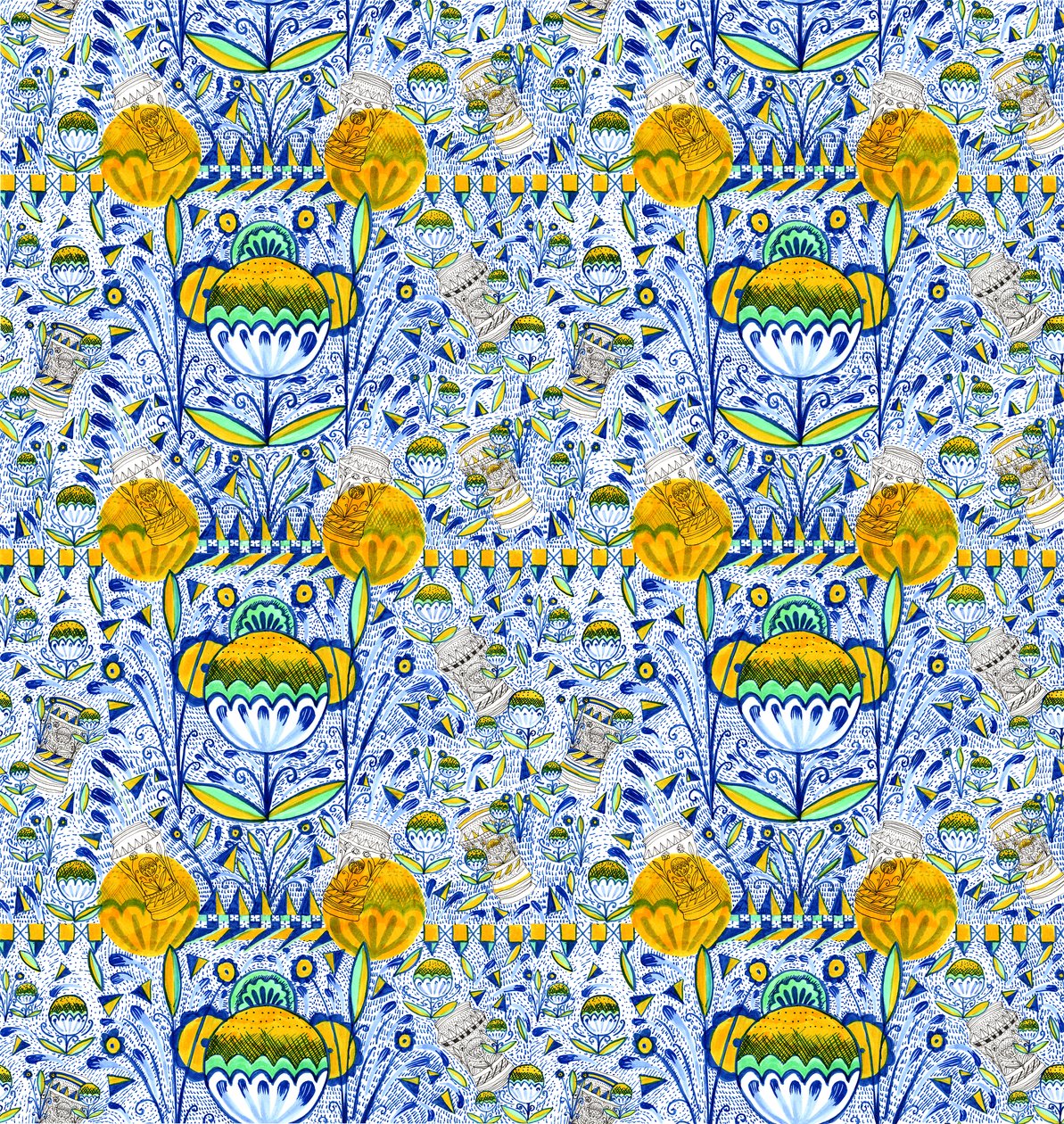 Ashmolean Museum Pattern Design, 2020 (ecset és toll) alkotó: Charlotte Orr