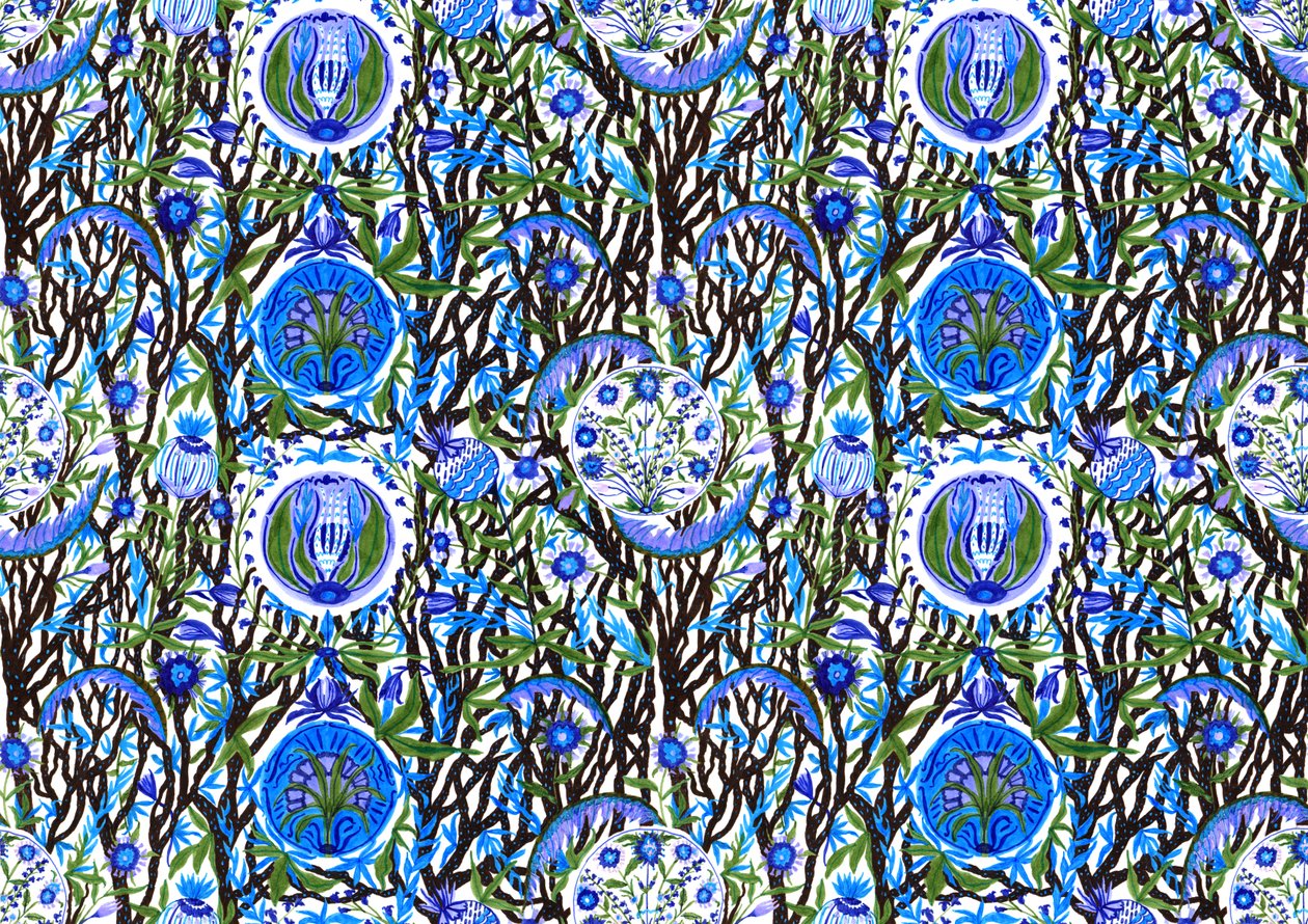 Ashmolean Museum Pattern Design #2, 2020 (ecset és toll) alkotó: Charlotte Orr