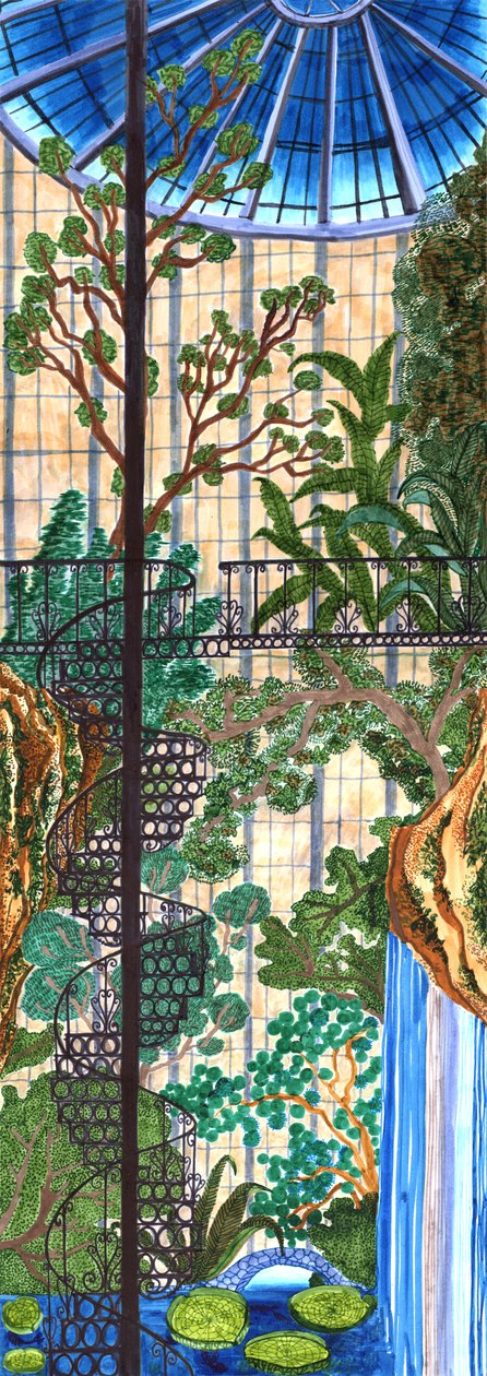 Japánkert, 2019 (ecset tollak) alkotó: Charlotte Orr