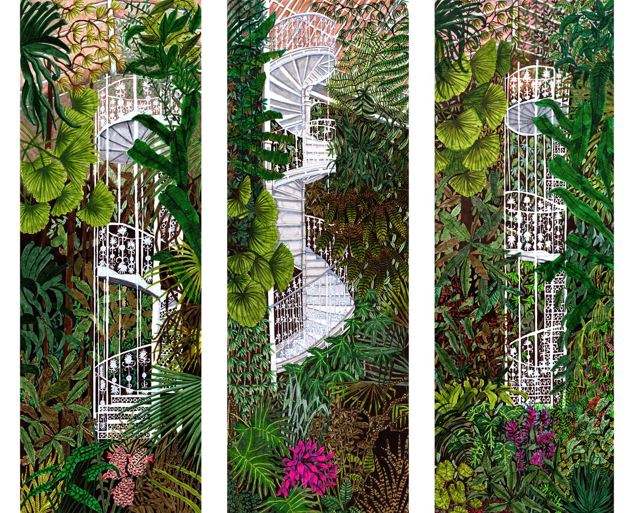 Kew Gardens összeállítás, 2020 (ecset tollak papíron) alkotó: Charlotte Orr