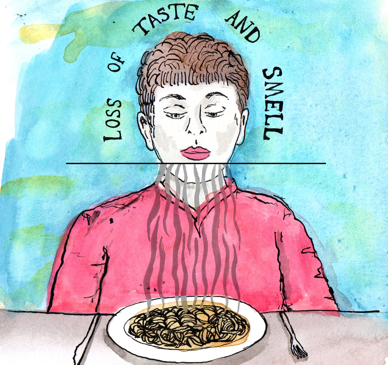 Parkinsons illusztráció, 2019 (tinta és akvarell) alkotó: Charlotte Orr