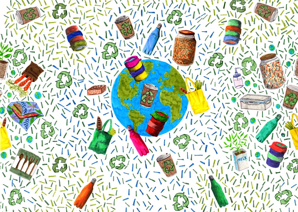 Recycling Bin Design, 2020 (ecset tollak és digitális) alkotó: Charlotte Orr