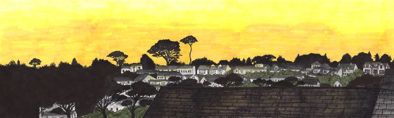 Naplemente a Gylly Beach felett, 2020 (ecset tollak) alkotó: Charlotte Orr