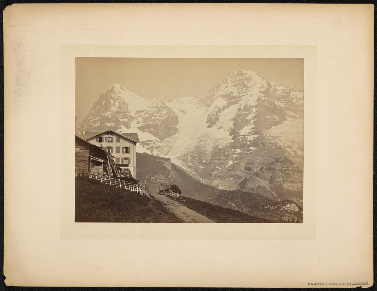 Mönch és Eiger, kilátás Wengernalpból alkotó: Charnaux Frères and Cie.