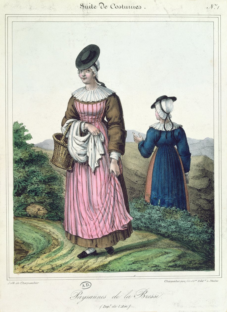 Paraszti viseletek Bresse környékéről, 1845 alkotó: Charpentier