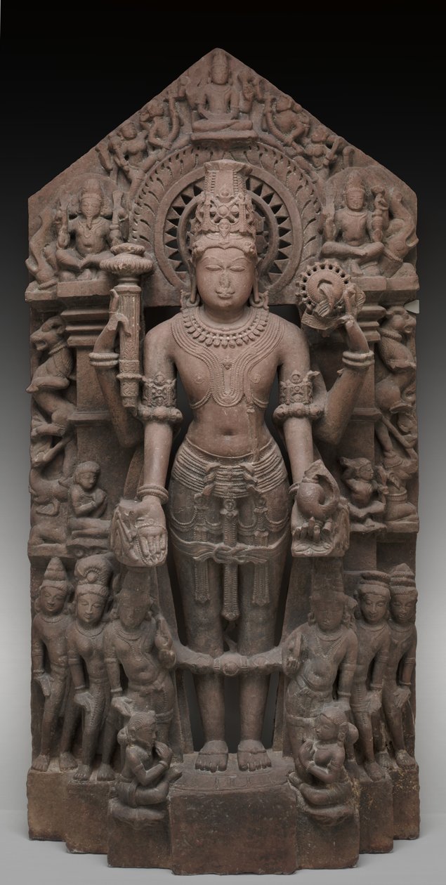 Visnu és kísérői, i.sz. 1026 körül (homokkő) alkotó: Chaulukya dynasty (c.940 1244) Indian school