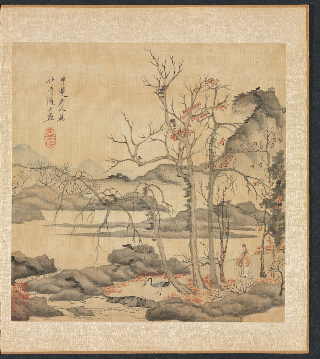 Festmények ókori mesterek után: Daoista és daru az őszi tájban, 1598-1652. alkotó: Chen Hongshou