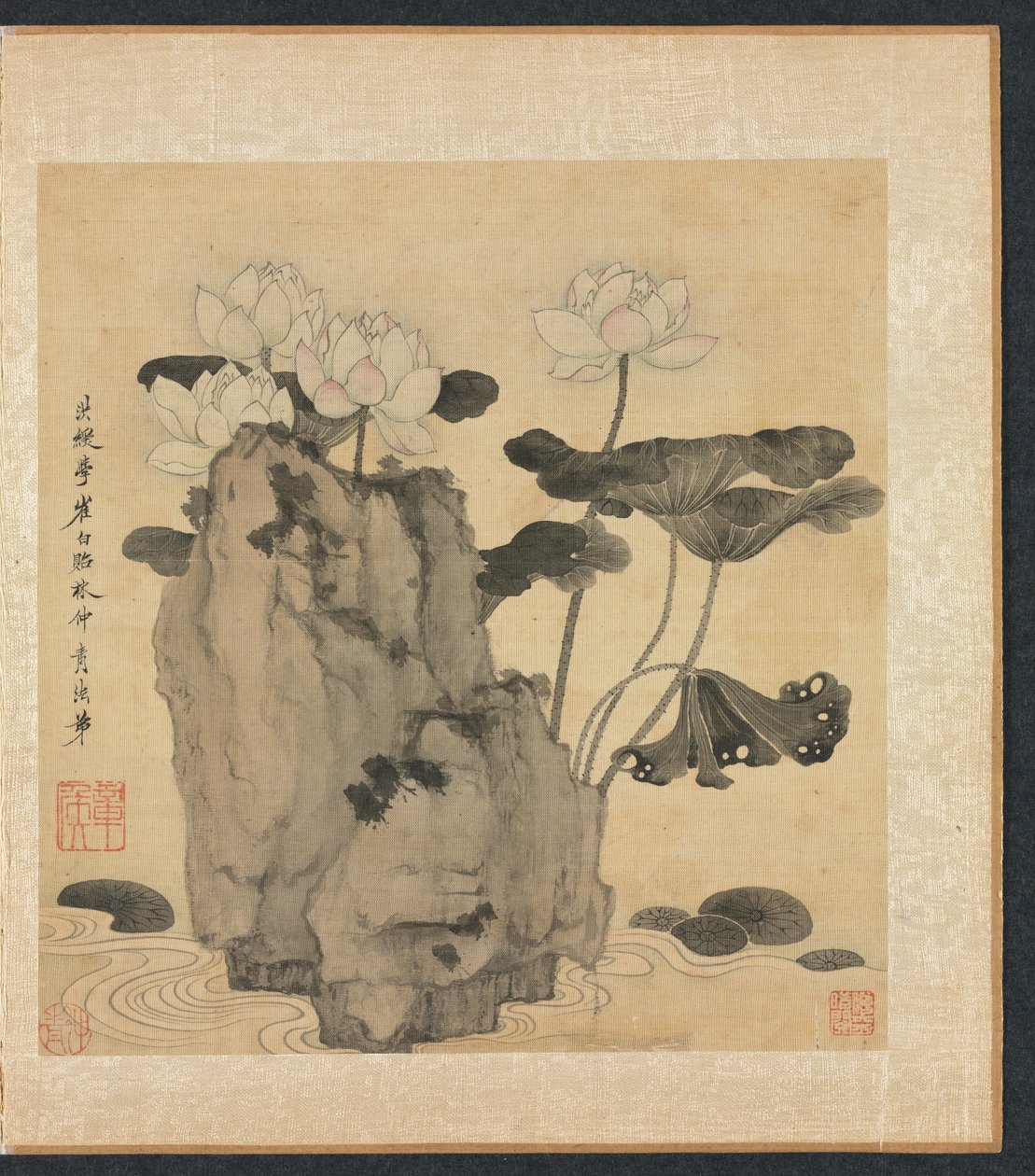 Festmények az ókori mesterekről: Lótusz és sziklák, 1598-1652. alkotó: Chen Hongshou