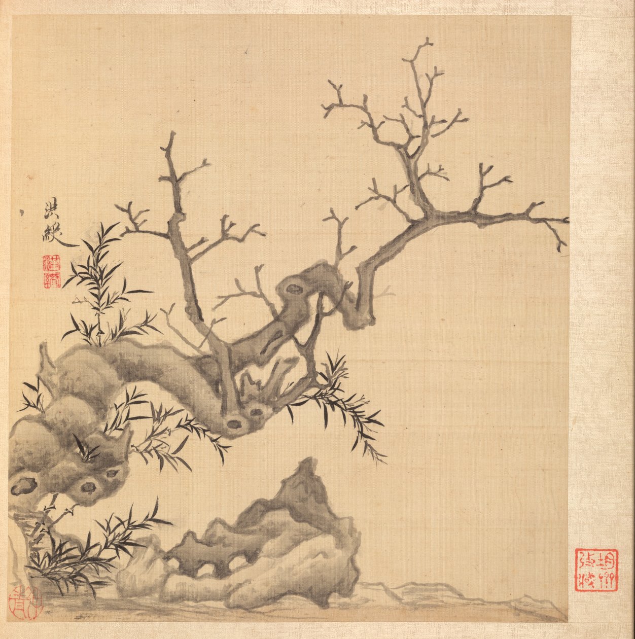 Festmények az ókori mesterekről: szikla, öreg fa és bambusz, 1598-1652. alkotó: Chen Hongshou