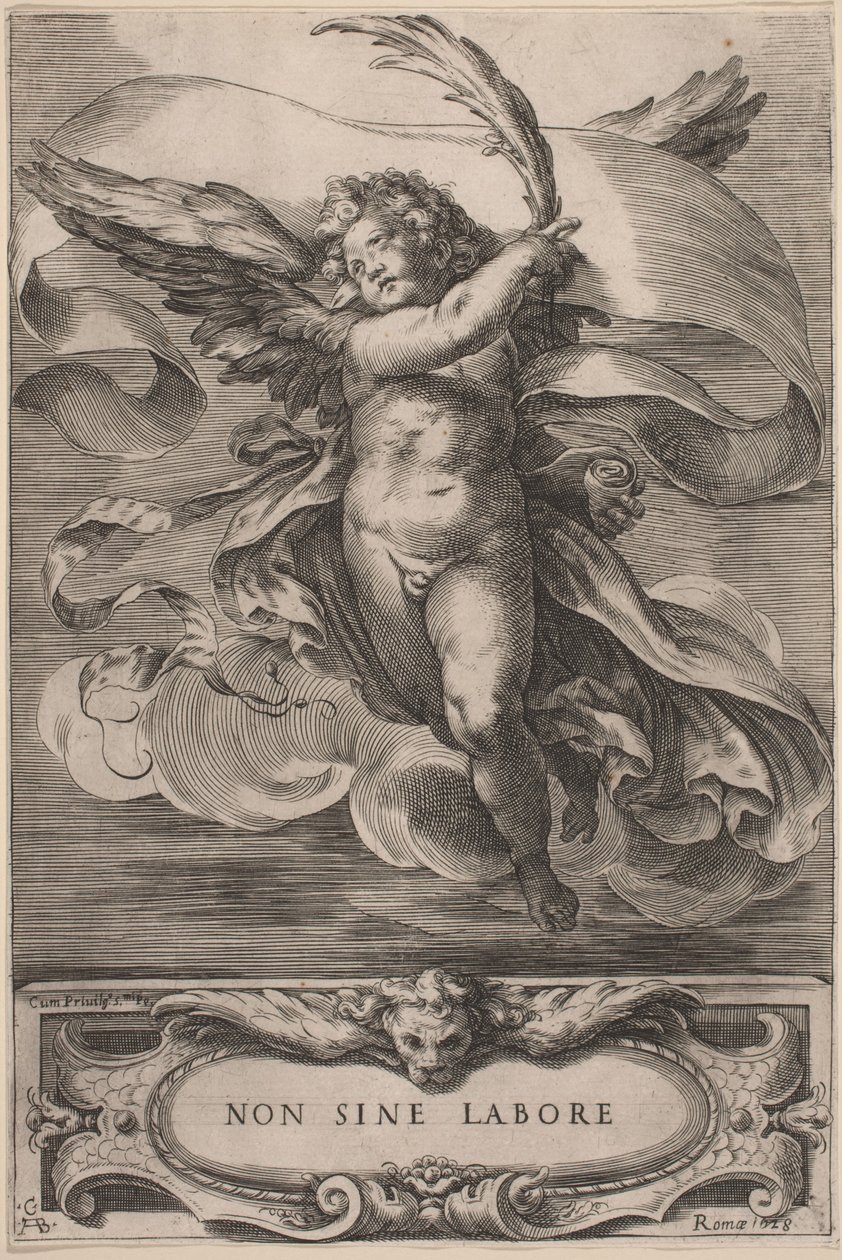 Egy allegorikus alak: Non sine labore, 1628. alkotó: Cherubino Alberti