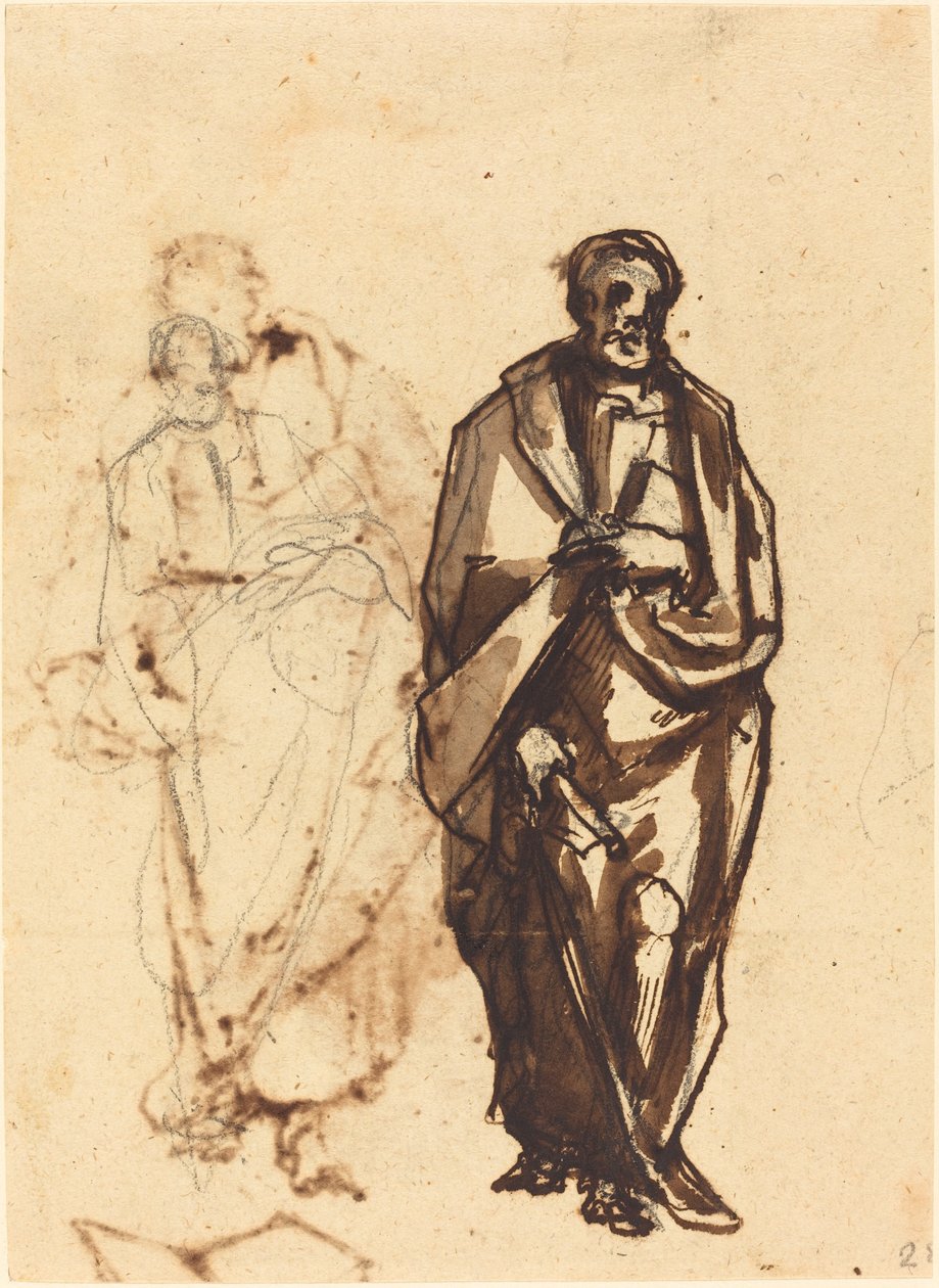 Drapírozott figura bottal alkotó: Cherubino Alberti