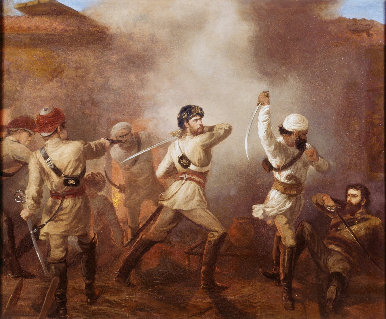 Charles John Stanley Gough kapitány (1832-1912) az indiai lázadás alatt Khurkowhah-nál 1857. augusztus 15-én, 1860 körül. alkotó: Chevalier Louis William Desanges