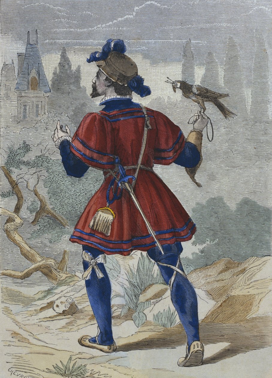 Solymász François Ier háztartásában a 16. században, illusztráció H. Gourdon de Genouillac 