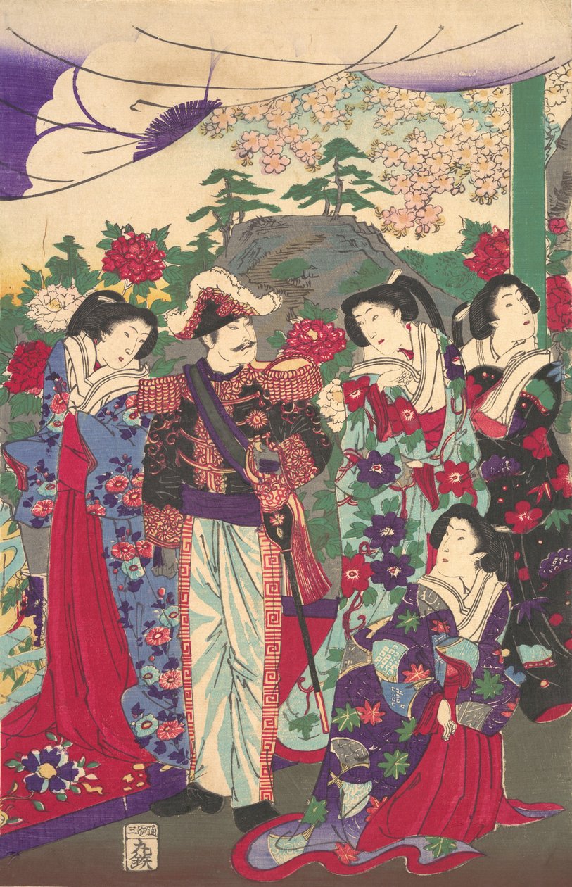 Császár az udvarhölgyek között, kb. 1880., kb. 1880. alkotó: Chikanobu Yoshu