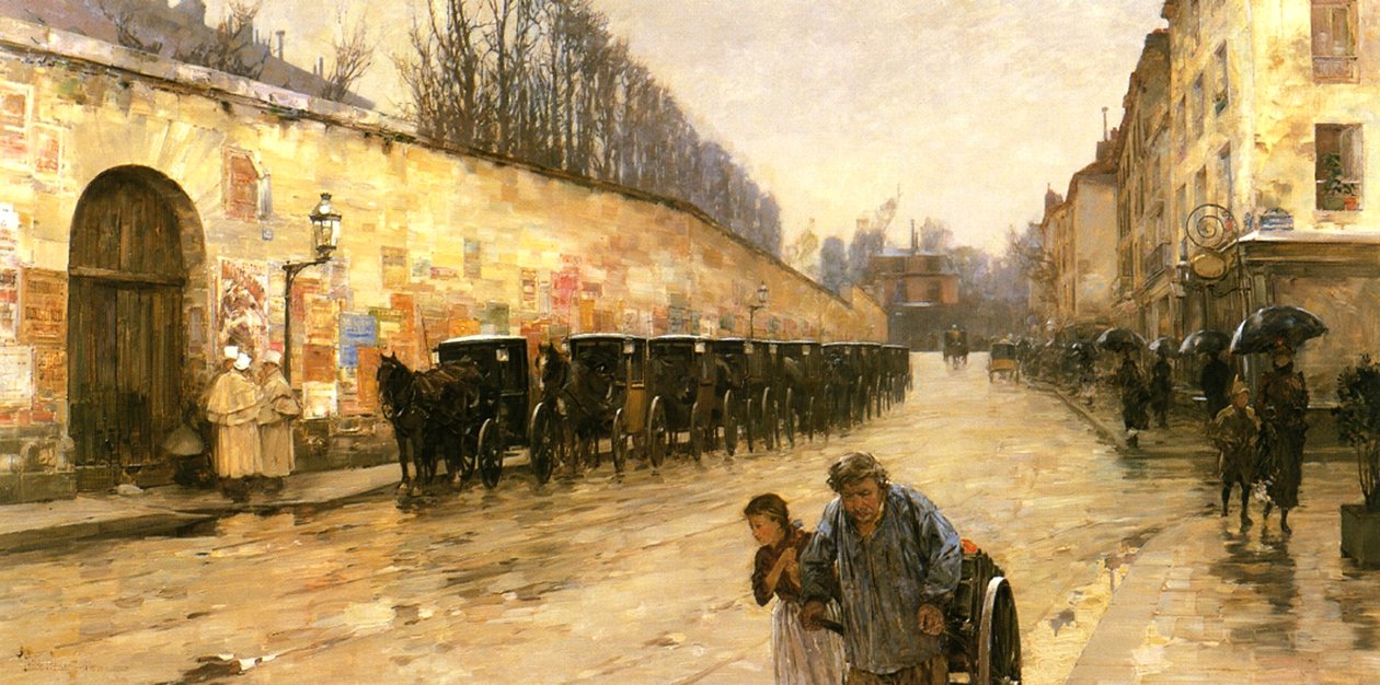 Taxi állomás, Rue Bonaparte, Párizs alkotó: Childe Frederick Hassam