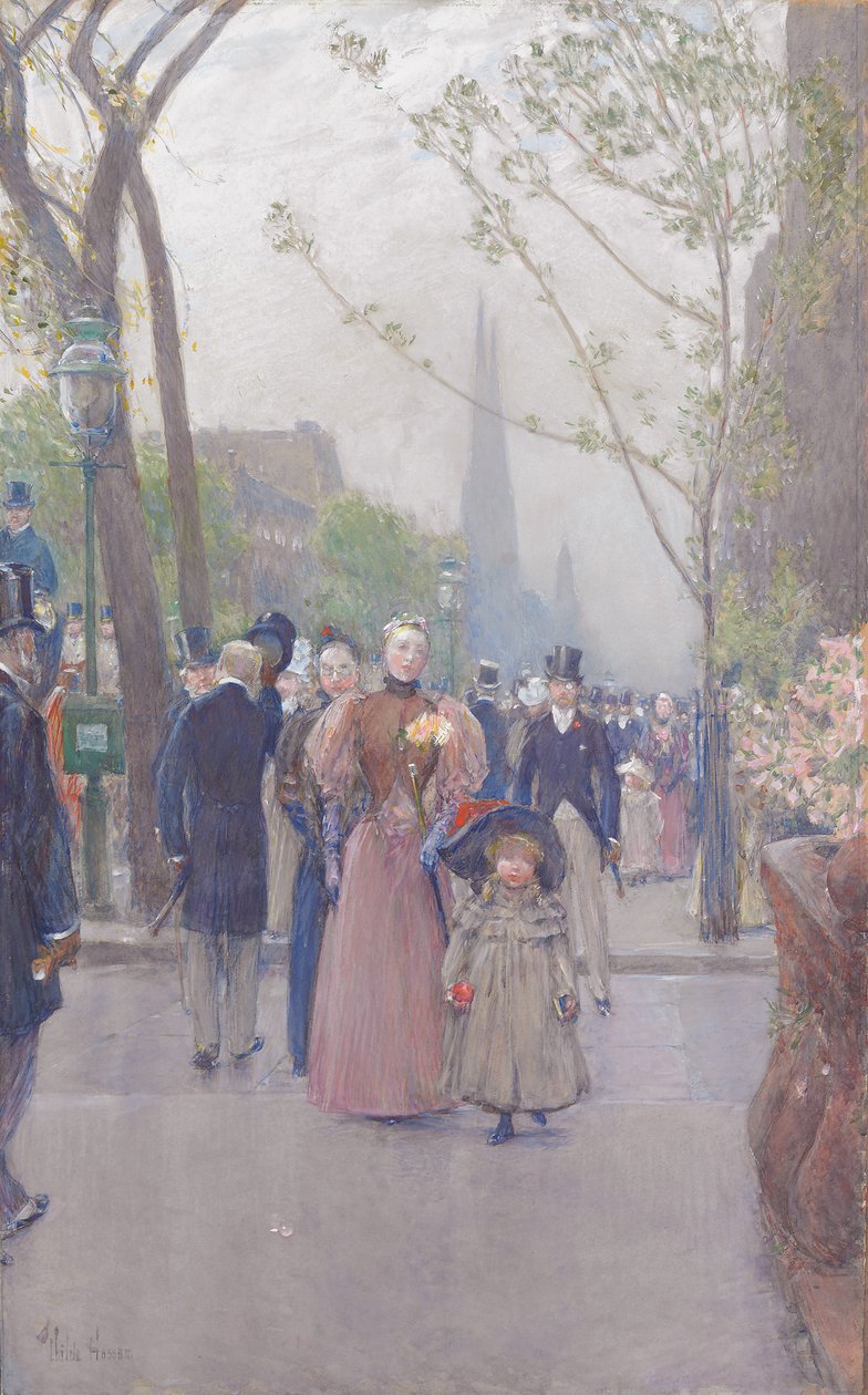 Fifth Avenue, 1890 körül (akvarell papíron) alkotó: Childe Frederick Hassam