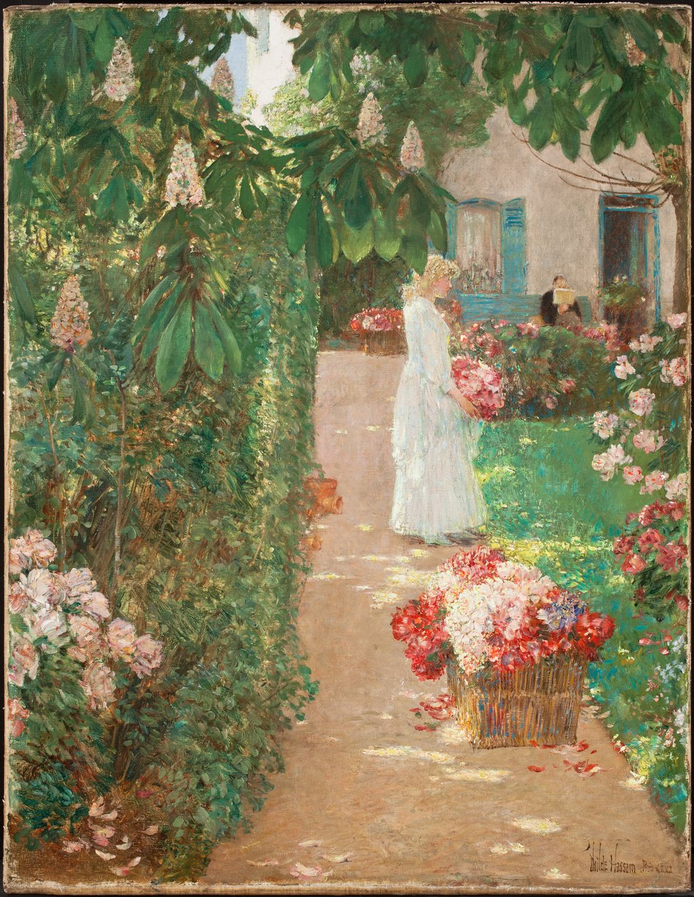 Virággyűjtés a francia kertben (olaj, vászon) alkotó: Childe Frederick Hassam